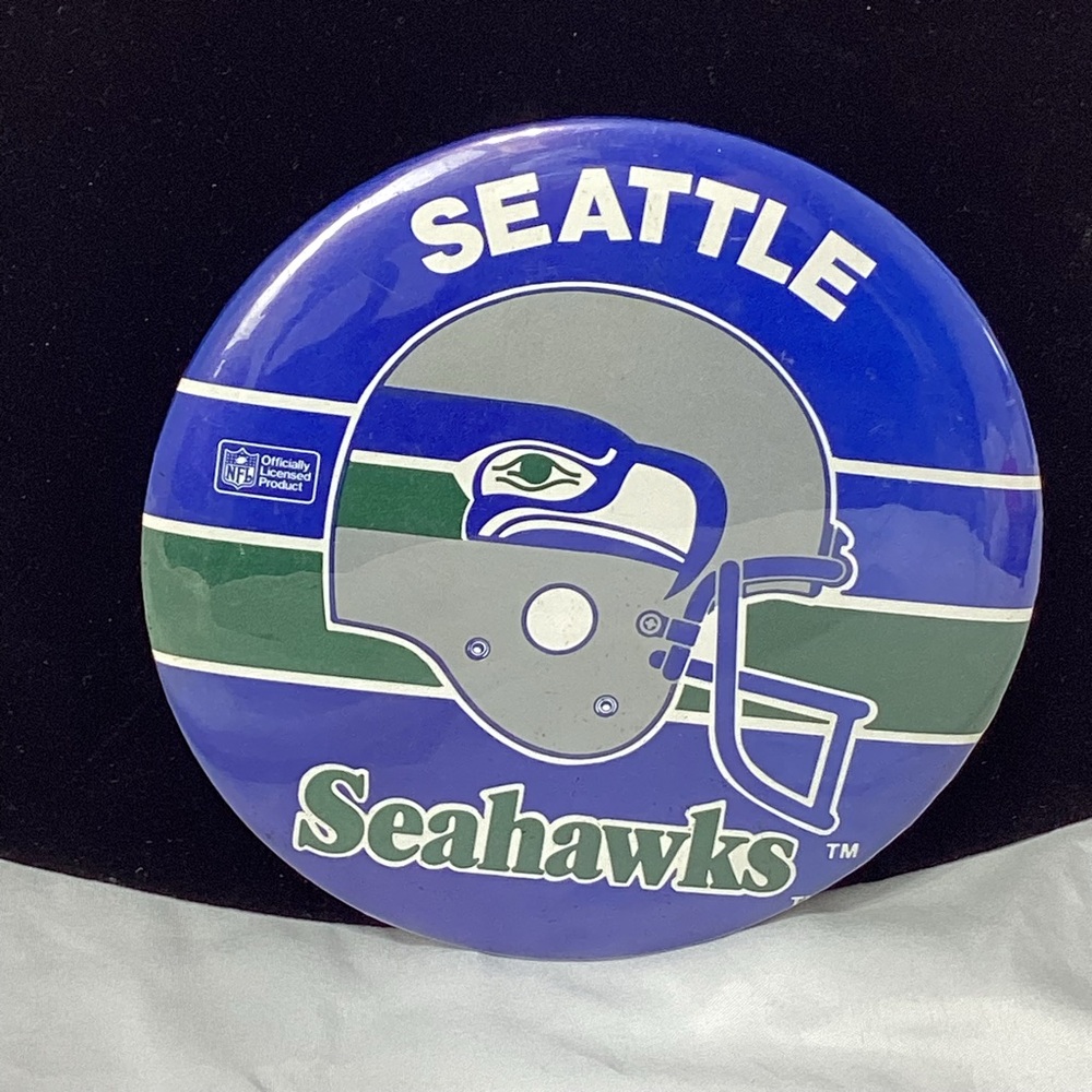 Seattle Seahawks Huge Button Pin Back Desk Decor 6 inches Vintage NFL